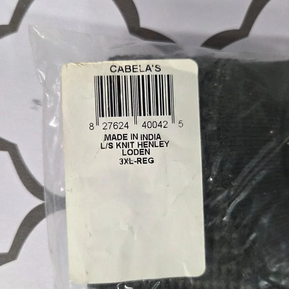Cabela’s Long Sleeve KNIT HENLEY LODEN 3XL Mens Shirt Color Deadstock